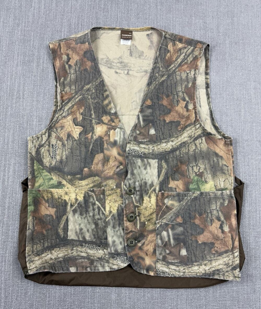 Ranger Advantage Timber Camo Hunting Vest XL Made USA Snap Front Game Pouch